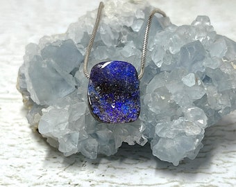 Purple Boulder Opal Pendant on a Sterling Silver Chain, Australian Opal, Opal Necklace, Purple Gemstone Jewelry