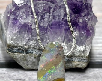 Boulder Opal Pendant, Australian Opal Necklace, Opal Jewelry, October  Birthday, Natural Stone Jewelry