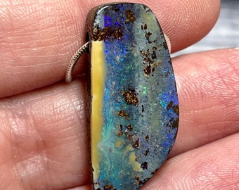 Boulder Opal Pendant, Opal Necklace, Australian Opal. Natural Stone Jewelry. Opal Necklace