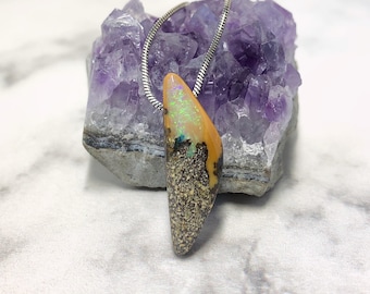 Sterling Silver Opal Pendant Necklace, Boulder Opal Jewelry, One of a kind Opal Pendant, Gift for Her, Unique Stone Jewelry