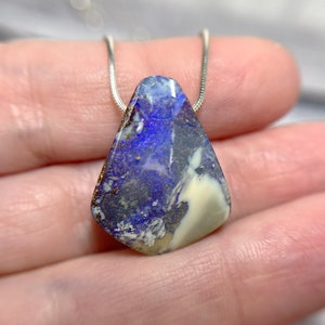 Boulder Opal Pendant, Australian Opal Necklace, Natural Stone Jewelry, October Birthstone