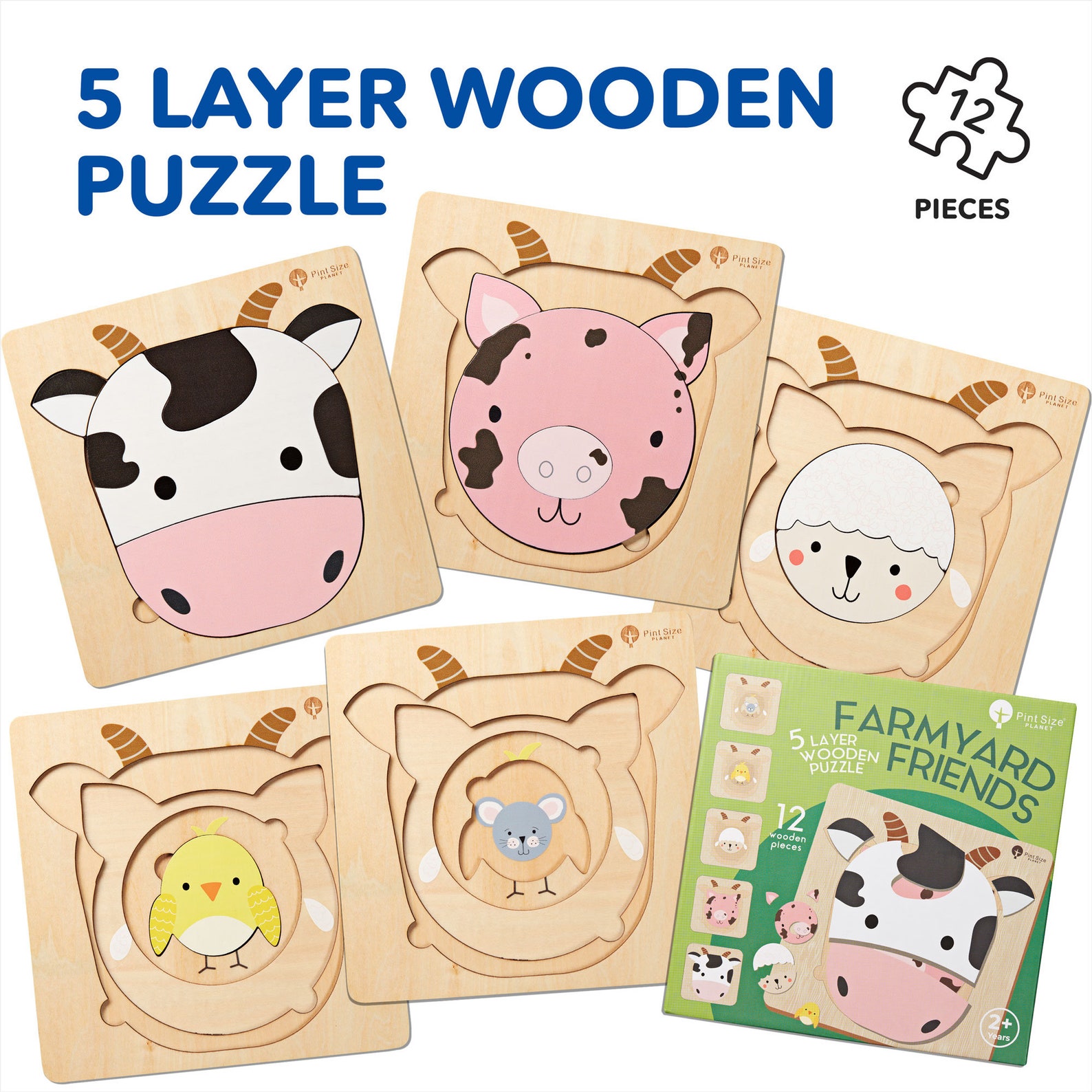 5 Layer Wooden Puzzle for Toddlers farmyard Friends Cow Etsy