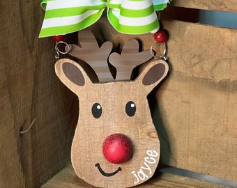 Reindeer Head Wood Ornament