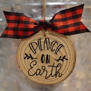Peace on Earth Wood Slice Ornament