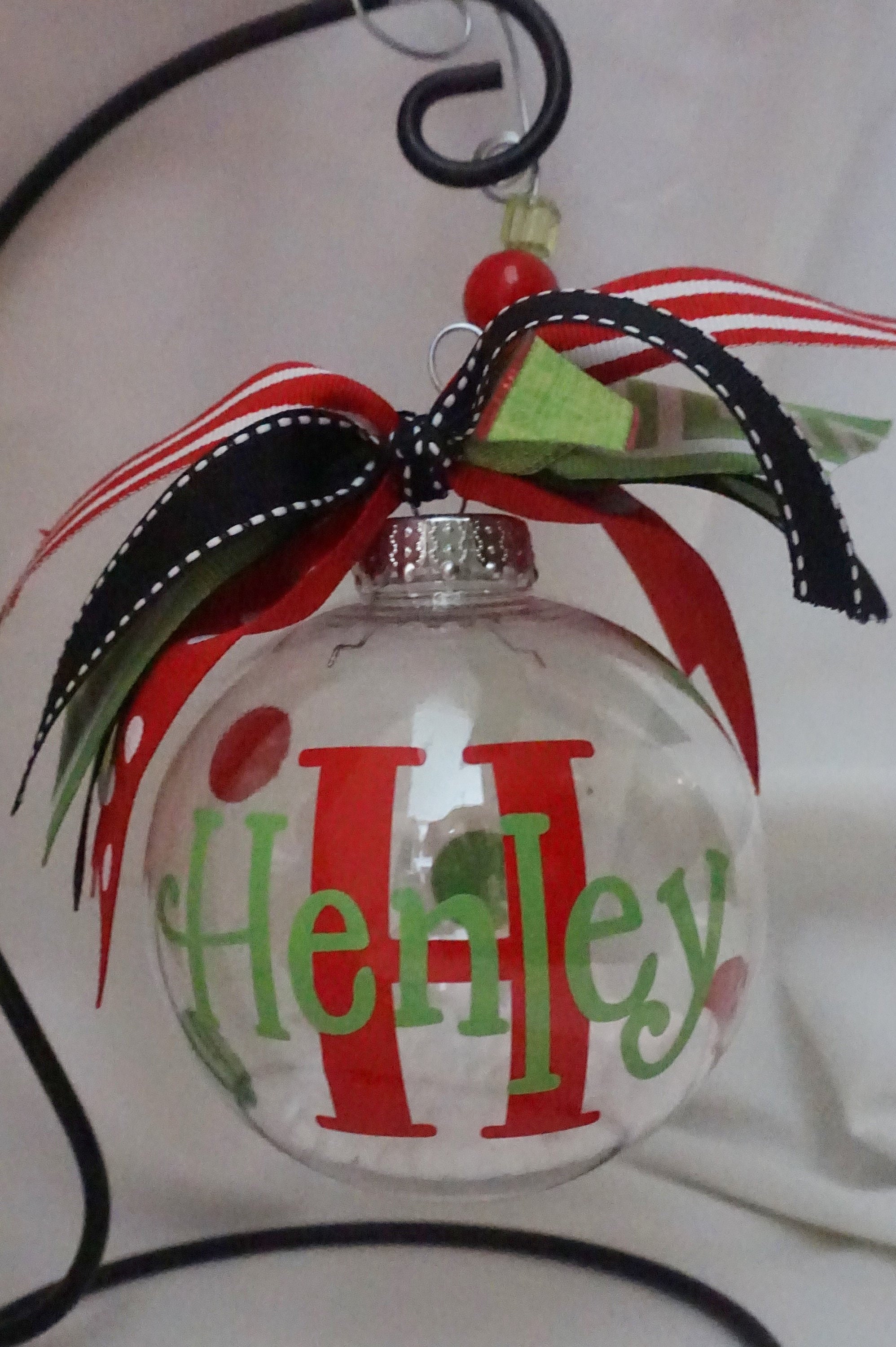 Red/green Polkadot Initial and Name Ornament - Etsy