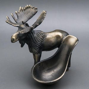 Vintage Silver Metal Mid Century Moose Pipe Single Pipe Stand / Rest / Holder