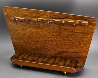Antique Quarter-Sawn Oak Six Place English Oak Freestanding Pipe Stand / Rack / Rest /Holder – Very Nice High-Quality Piece