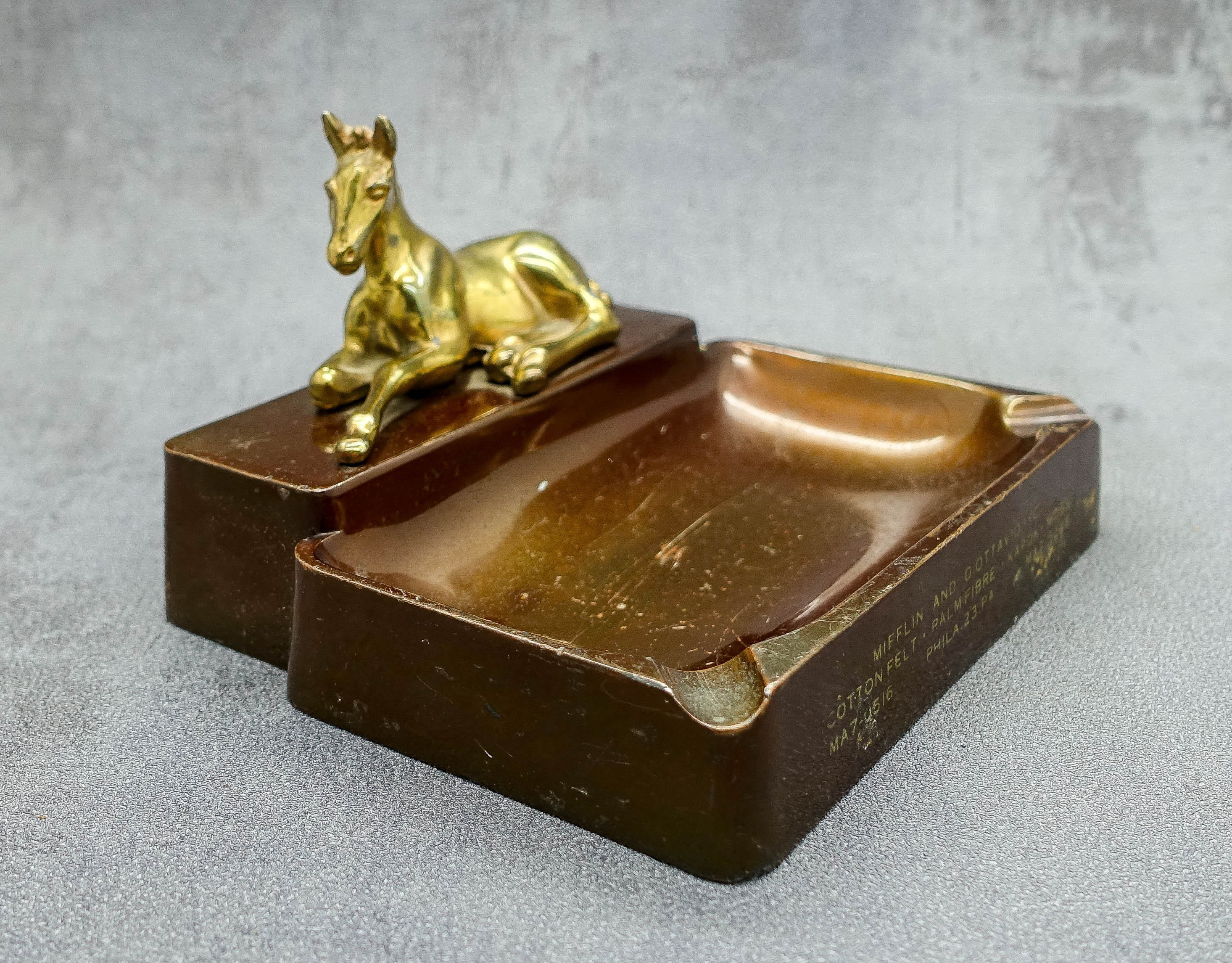 Antique Bronze Ashtray With Brass Horse / Pipe/cigar Etsy