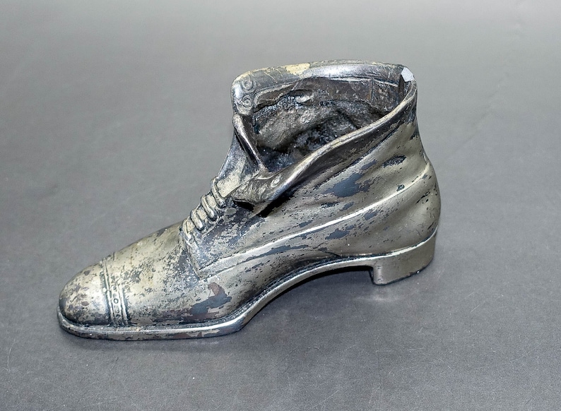 Jennings Brothers Silver Plated Boot Ashtray Match Holder Pin Cushion Pipe Cleaner Holder Trinket Dish