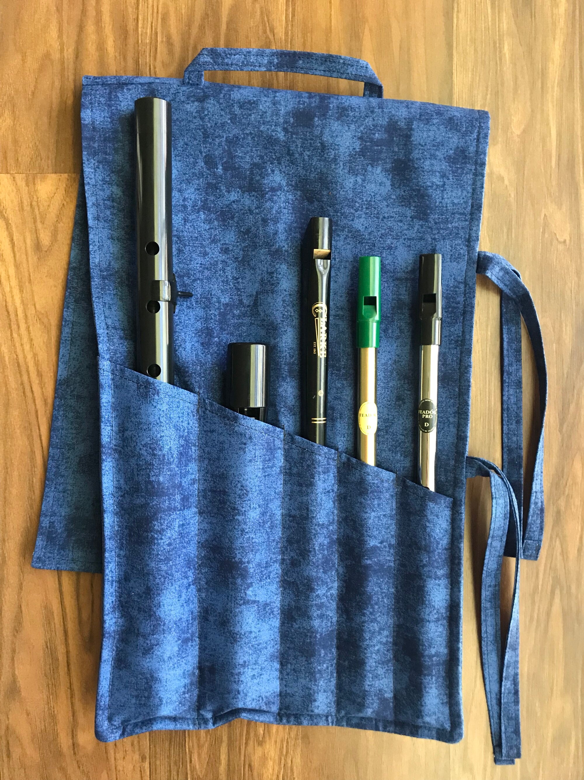 Blue Roll Case Low Bb Whistle Bag Irish Whistle Cover Etsy