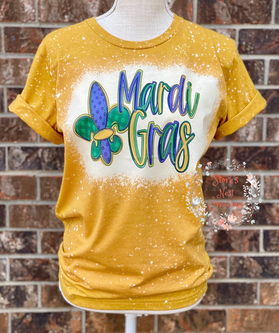 MARDI GRAS Bleached Shirt / Alabama Louisiana Mardi Gras Bleached Shirt