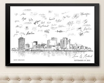 New Orleans Wedding, Alternative Guest Book, New Orleans Wedding, Skyline, Wedding Guestbook, Party Supplies, Bridal Shower