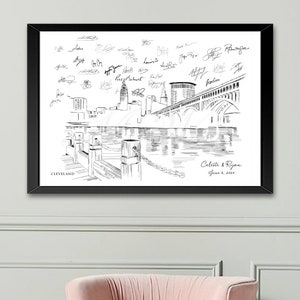 Cleveland Wedding, Alternative Guest Book, Ohio Wedding, Skyline, Wedding Guestbook, Party Supplies, Bridal Shower