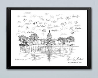 Washington D.C. Capital, Wedding, Alternative Guest Book, Washington DC, Wedding, Skyline, Wedding Guestbook, Party Supplies, Bridal Shower