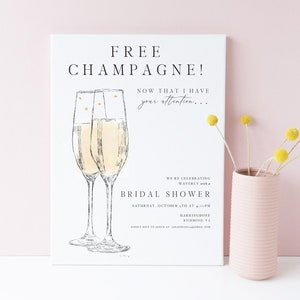 Free Champagne Bridal Shower Invitations, Bridal Shower Invite, Wedding, Bridal Brunch, Bridal Luncheon, Bubbly Invite, Unique Bridal Shower