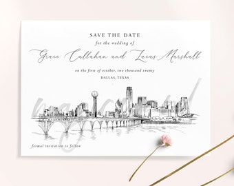 Dallas Skyline Save the Dates, Save the Date, STD, Save the Date Cards, Dallas Wedding, Dallas Invitation, Texas, TX, Weddings