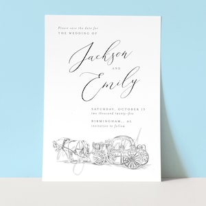 Save the Date Card Cinderella&#39;s Carriage, Save the Dates, Fairytale Wedding, Disney Save the Date Card, Magical Save the Date, Custom Design
