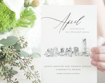 Oklahoma City Skyline Save the Date Cards: Luxe Matte (Set of 25)