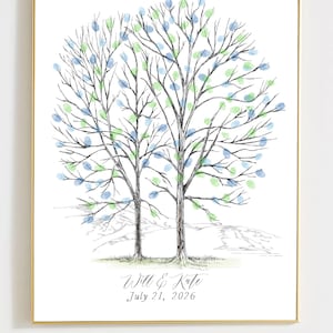 Pine Tree Thumbprint Guest Book Alternative: Wedding Keepsake