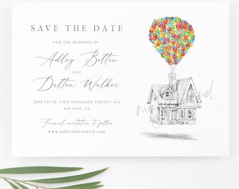 UP House Save the Dates, STD, Save the Date, Save the Date Cards, Fairytale Wedding, Disney Theme Wedding, Weddings, Balloons