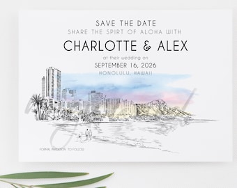 Hawaii Destination Wedding Save the Date Cards (set of 25 cards)