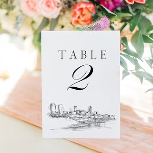Ft Worth, TX Skyline Table Numbers, Texas, Wedding Tables, Day of Event, Reserved Seating, Reception  (1-10)