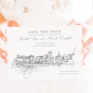 Savannah Skyline Save the Date Cards: Georgia Wedding (Set of 25)