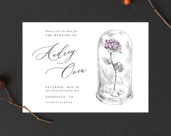 Save the Date Card Beauty and the Beast, Fairytale Save the Dates, Disney Wedding, Tale as old, Custom Design Save the Date
