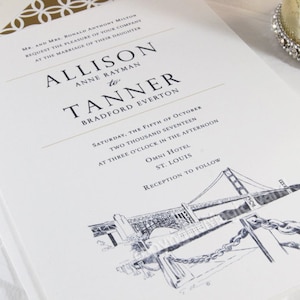 San Francisco Skyline Wedding Invitation, San Francisco Wedding, Invite (Sold in Sets of 10 Invitations, RSVP Cards + Envelopes)