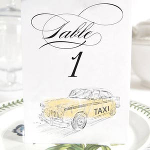 New York Taxi Table Numbers, NYC Wedding, Table Numbers (1-10)