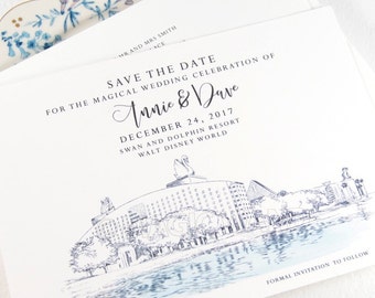 Swan and Dolphin Resort Save the Dates, Destination Wedding, Orlando Wedding, Orlando Save the Date, Disney World, STD (set of 25 cards)