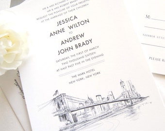 New York City Skyline Wedding Invitation Set: RSVP & Envelopes