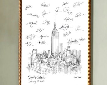New York Skyline Wedding Alternative Guest Book,  NY Wedding, Guestbook, Wedding Guestbook, NYC wedding