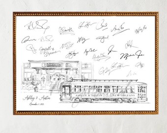 The Roosevelt New Orleans Wedding Alternative Guest Book, Trolley, New Orleans Wedding, Guestbook, Wedding Guestbook, Waldorf Astoria Hotel