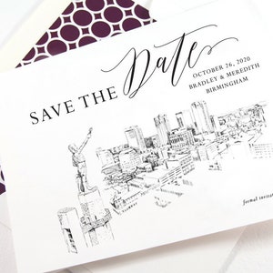 Birmingham Skyline Save the Dates, STD, Save the Date Cards, Birmingham Wedding, Alabama Skyline set of 25 cards image 1