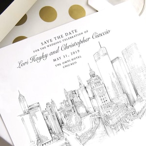 Chicago Skyline Save the Date Cards: Luxe Matte, Set of 25