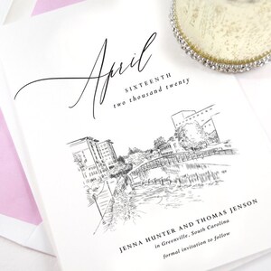 Greenville Skyline Save the Date Cards: South Carolina Wedding (Set of 25)