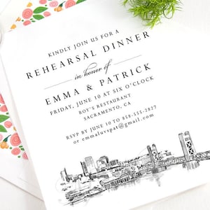 Sacramento Skyline Rehearsal Dinner Invitations (Set of 25)