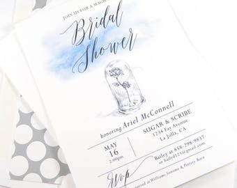 Beauty and the Beast Bridal Shower Invitations: Hand-Drawn Fairytale (Set of 25)