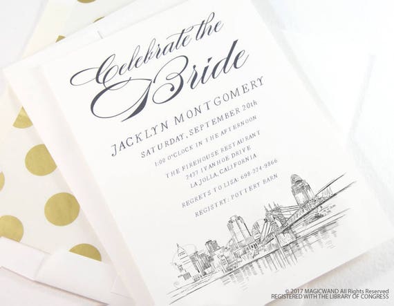 Cincinnati Skyline Bridal Shower Invitations Cincinnati Etsy