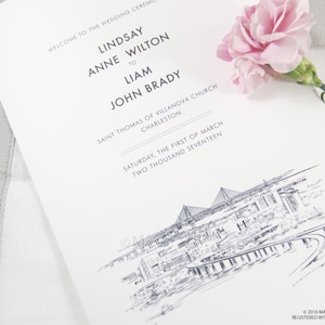 Charleston Skyline Wedding Programs (set of 25 cards)