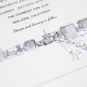 San Jose Skyline Wedding Invitation Package Sold in Sets of 10 Invitations, RSVP Cards Envelopes image 2