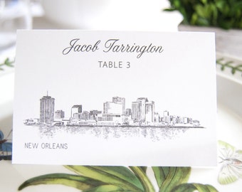 New Orleans Skyline Folded Place Cards (Set of 25 Cards)