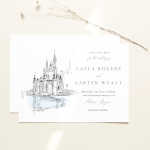 Save the Date Card Disney World, Fairytale Wedding, Cinderella&#39;s Castle, Save the Dates, Orlando Wedding, Magical Invite