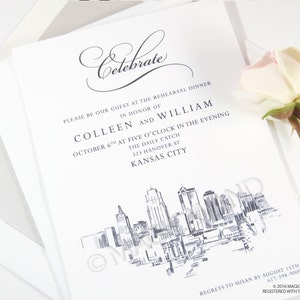 Kansas City Skyline Rehearsal Dinner Invitation Cards (set of 25 cards)
