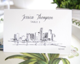 Miami Skyline Folded Place Cards (Set of 25 Cards)