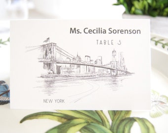 New York Skyline Folded Place Cards (Set of 25 Cards)