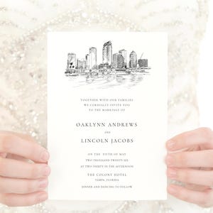 Tampa Skyline Wedding Invitation Set: Elegant Florida Destination