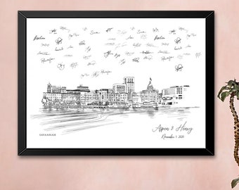 Savannah Wedding Alternative Guest Book, Savannah Skyline, Guestbook, Wedding Guestbook, Savannah, GA, Savannah Wedding, Georgia