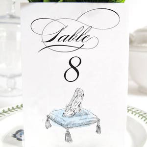 Cinderella Glass Slipper Inspired Table Numbers, Fairytale Wedding, Disney Table Numbers (1-10)